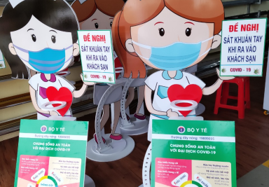 MÔ HÌNH HÌNH NỘM, BẢNG KHẨU HIỆU 5K TUYÊN TRUYỀN CHỐNG DỊCH COVID - 19.