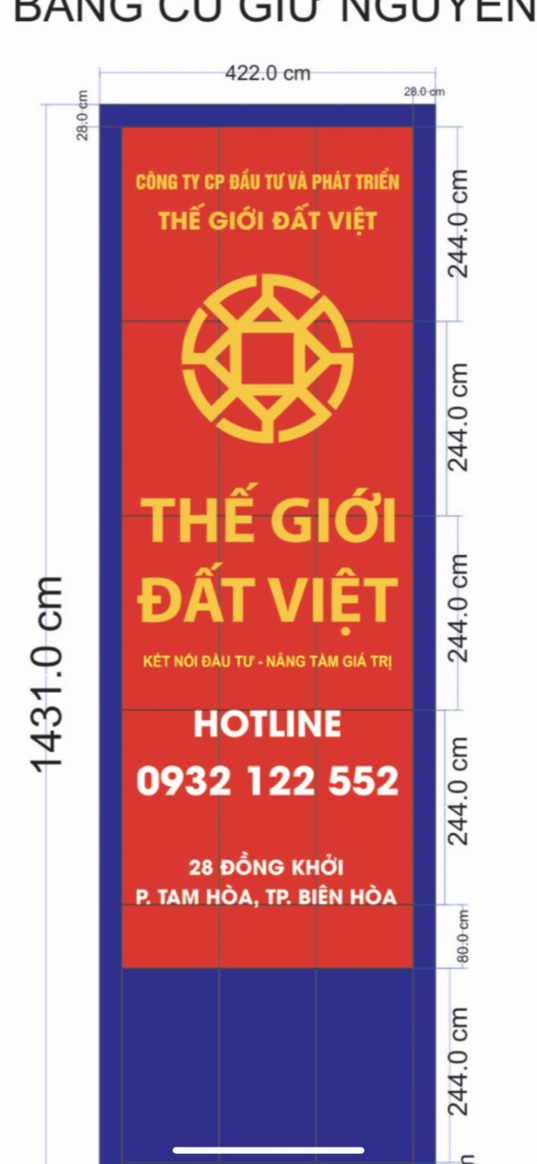 Thi công bảng hiệu BĐS THẾ GIỚI ĐẤT VIỆT