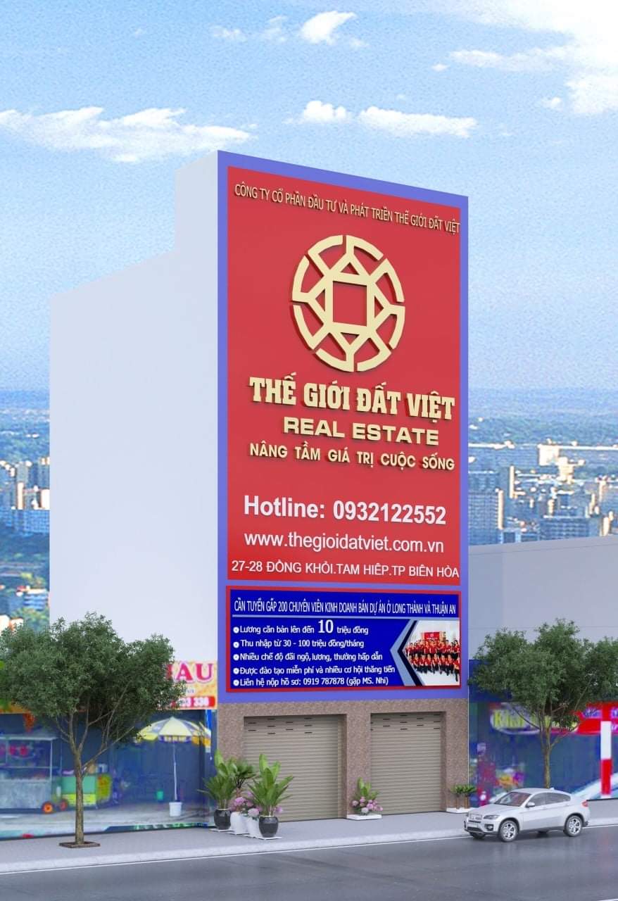 Thi công bảng hiệu BĐS THẾ GIỚI ĐẤT VIỆT